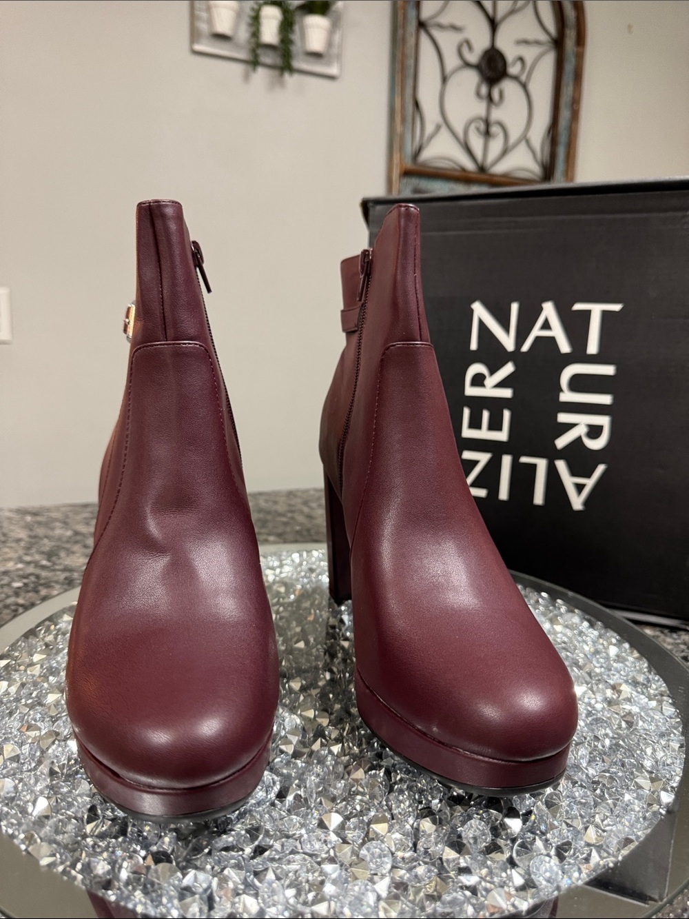 Naturalizer Braxton Burgundy Platform Ankle Boots NEW 11 - Picture 3 of 15